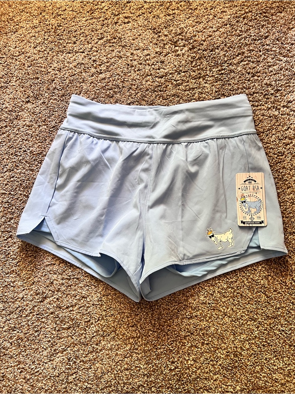 Goat USA Light Blue Women's Athletic Shorts with Built-In Liner